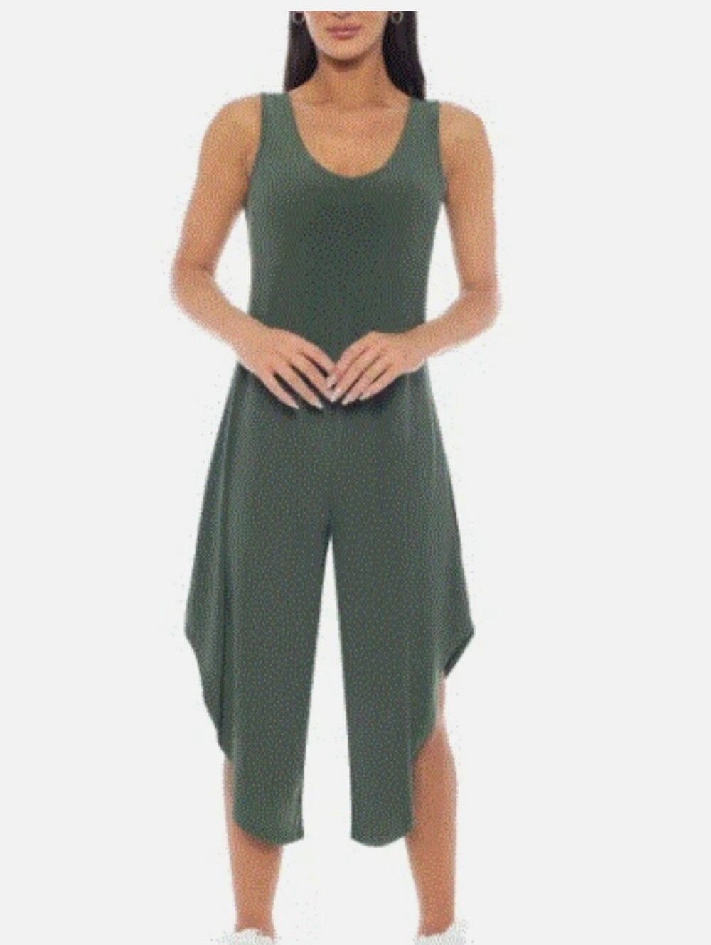 💰Tiana B. Sleeveless Olive Green Draped Jumpsuit